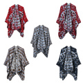 Women V Cut Reversible Knitted Large Pashmina Poncho Capes Wrap Shawl